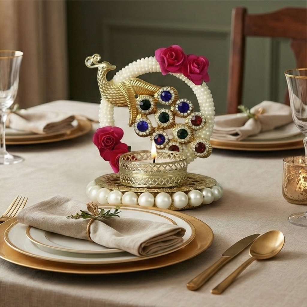 Aurum Peacock Tealight Holder